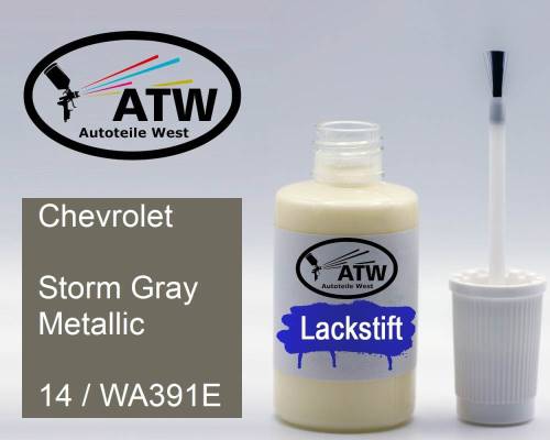 Chevrolet, Storm Gray Metallic, 14 / WA391E: 20ml Lackstift, von ATW Autoteile West.